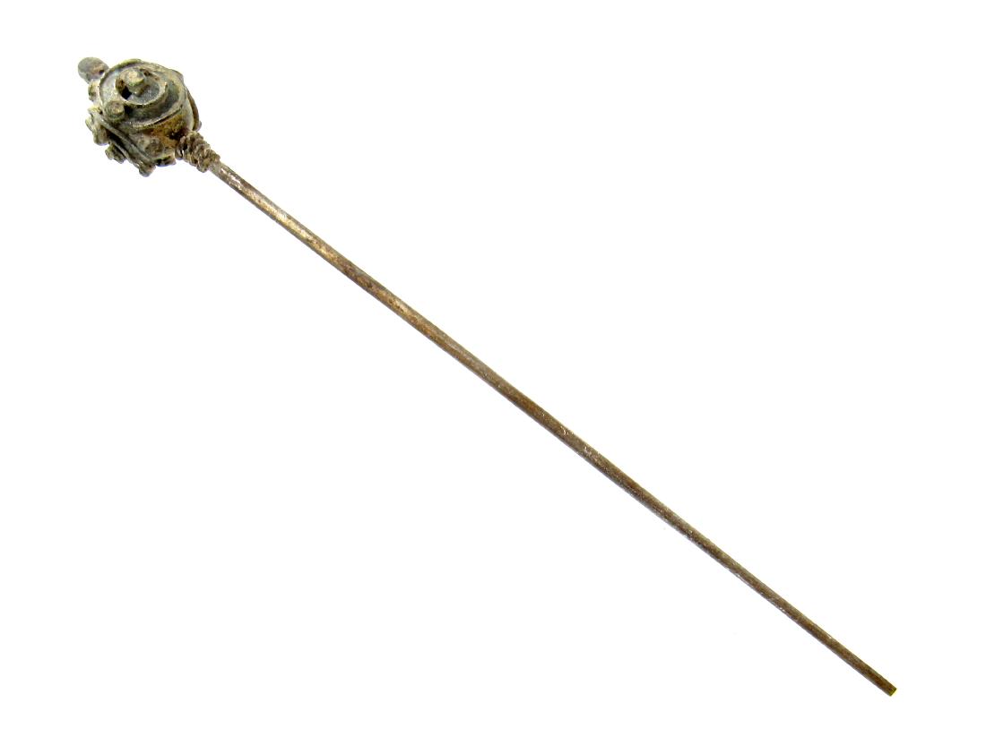 Medieval Byzantine Silver Cloth Pin: Item: Medieval Byzantine Silver Cloth Pin Date: ca. 1200 AD Material: Silver Dimensions: 116mm - 4.3grams Provenance/Additional Information: Purchased from an old British collection, property of Londo