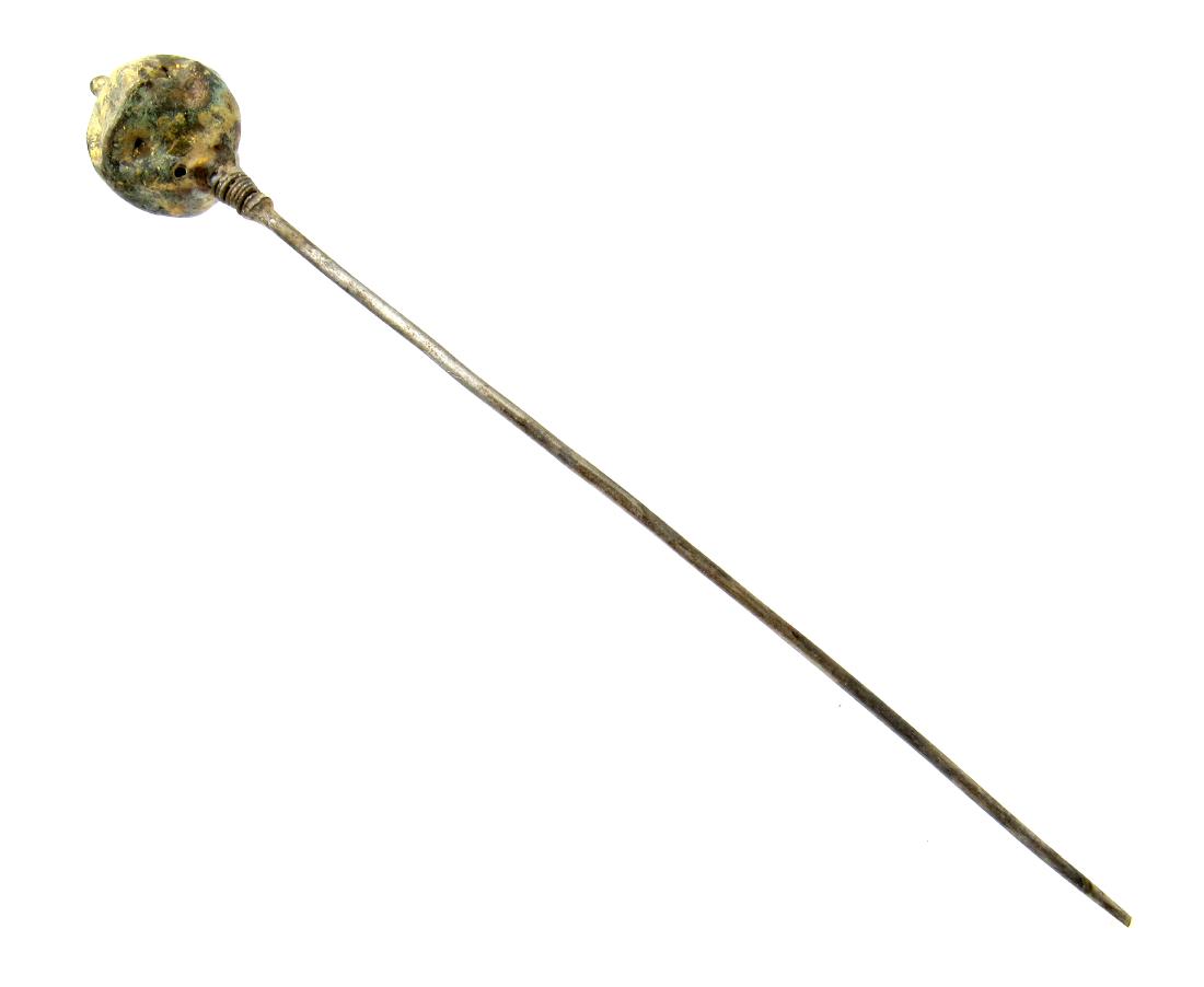 Medieval Byzantine Silver Cloth Pin: Item: Medieval Byzantine Silver Cloth Pin Date: ca. 1200 AD Material: Silver Dimensions: 130mm - 4.4grams Provenance/Additional Information: Purchased from an old British collection, property of Londo