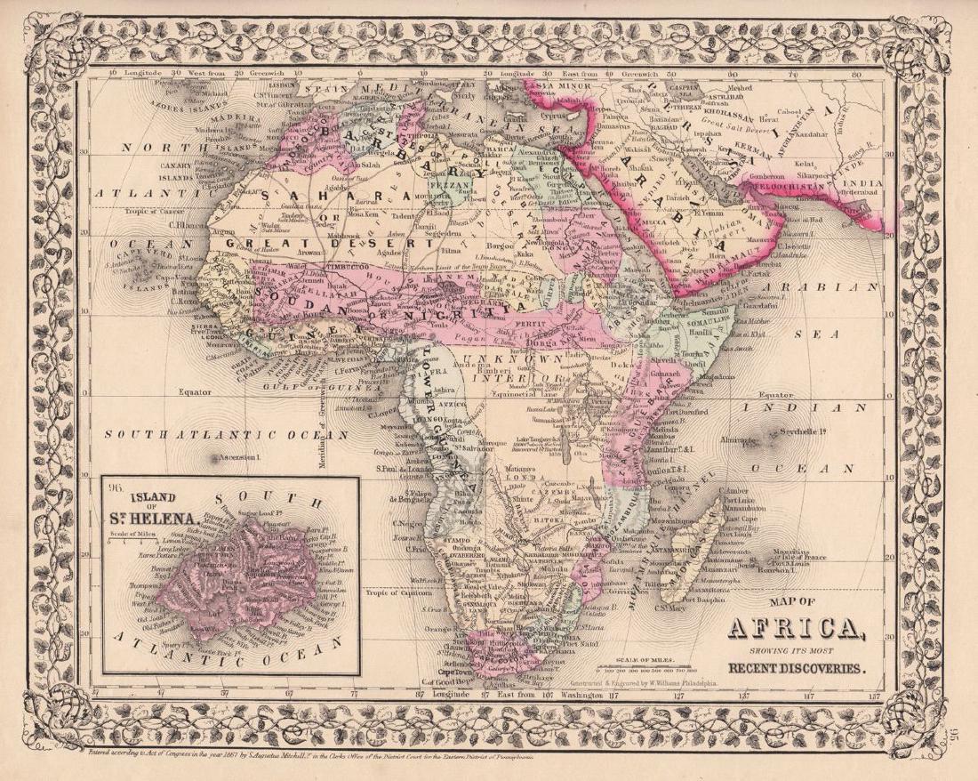 Mitchell: Antique Map of Africa with Discoveries, 1867 (1 of 1)