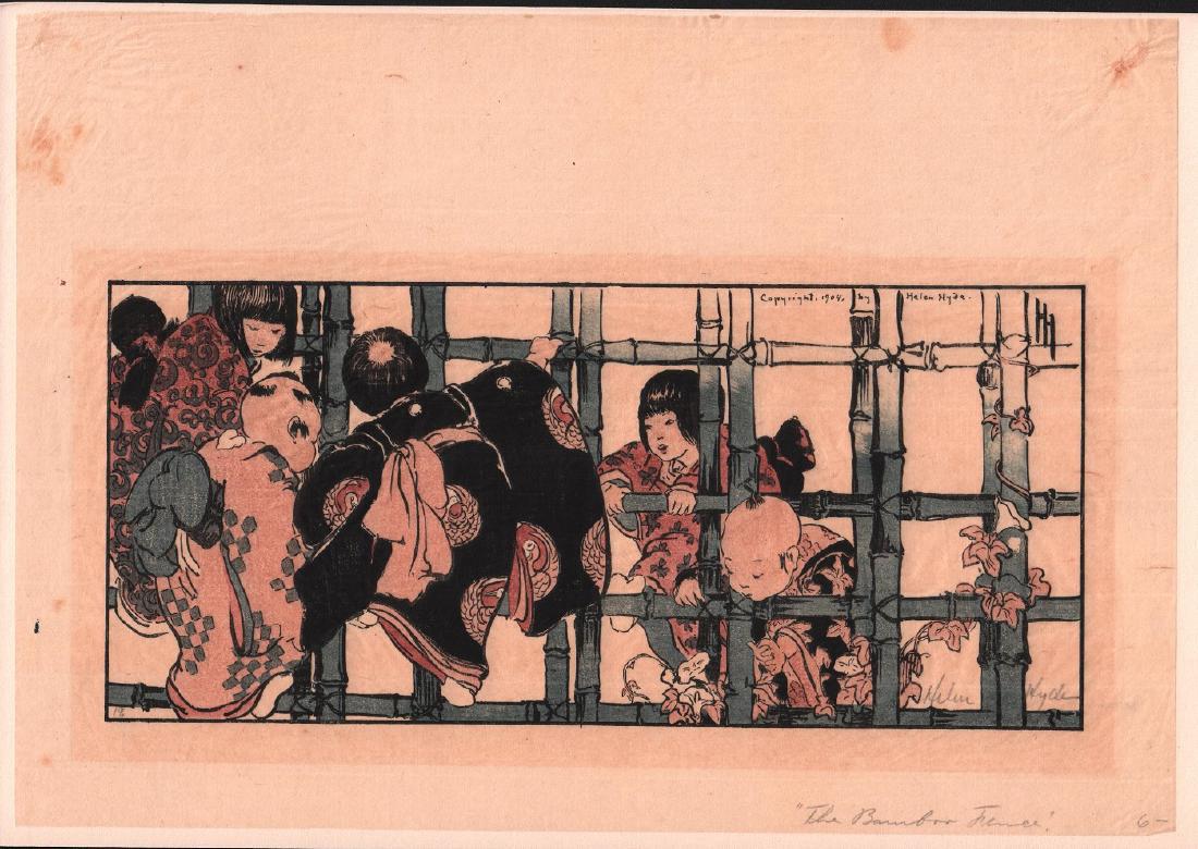 Helen Hyde Woodblock Bamboo Fence (1 of 2)