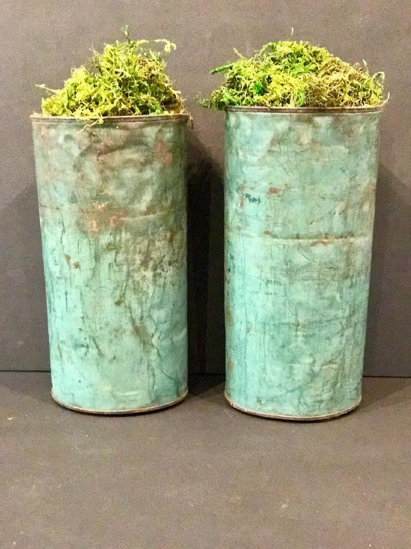 Pair Blue-green Maple Sap Cans, Circa 1900 (1 of 4)