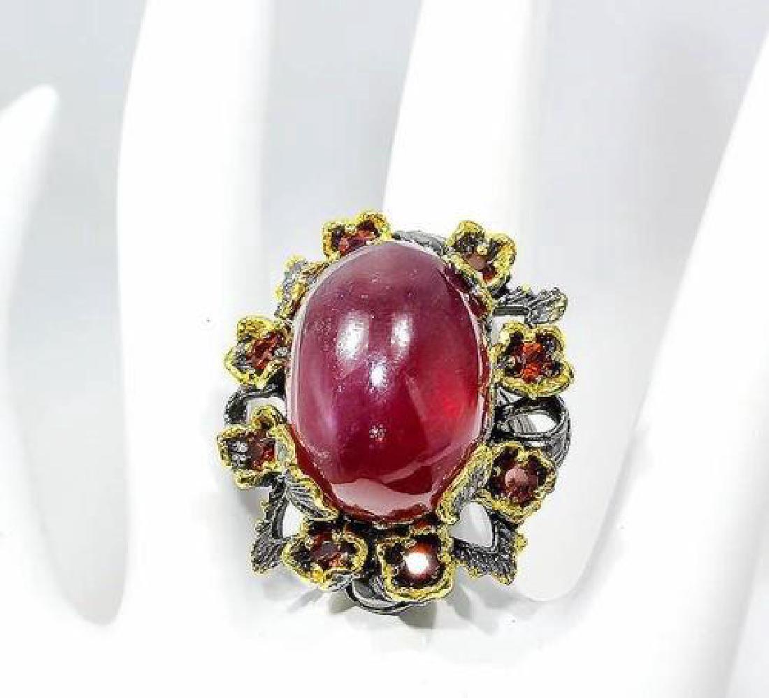 Sterling Silver AIG Ruby Garnet Ring, 58.76ctw (1 of 3)