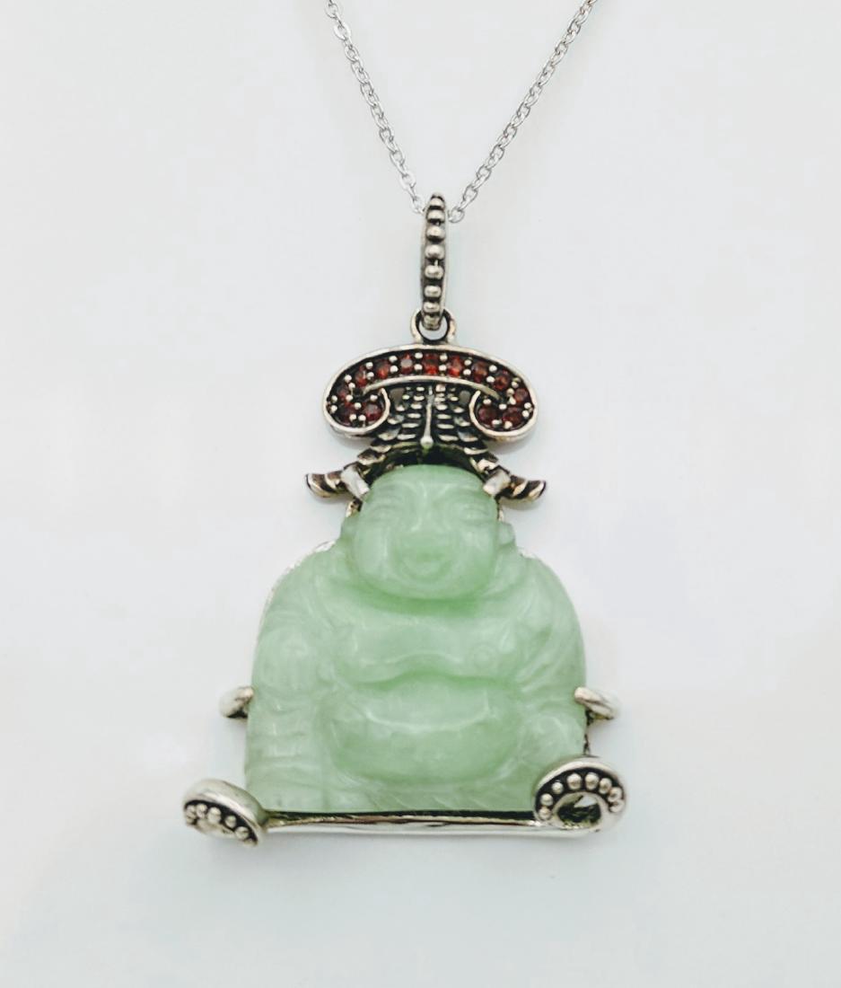 Sterling Silver Jade Buddha Garnet Necklace (1 of 6)