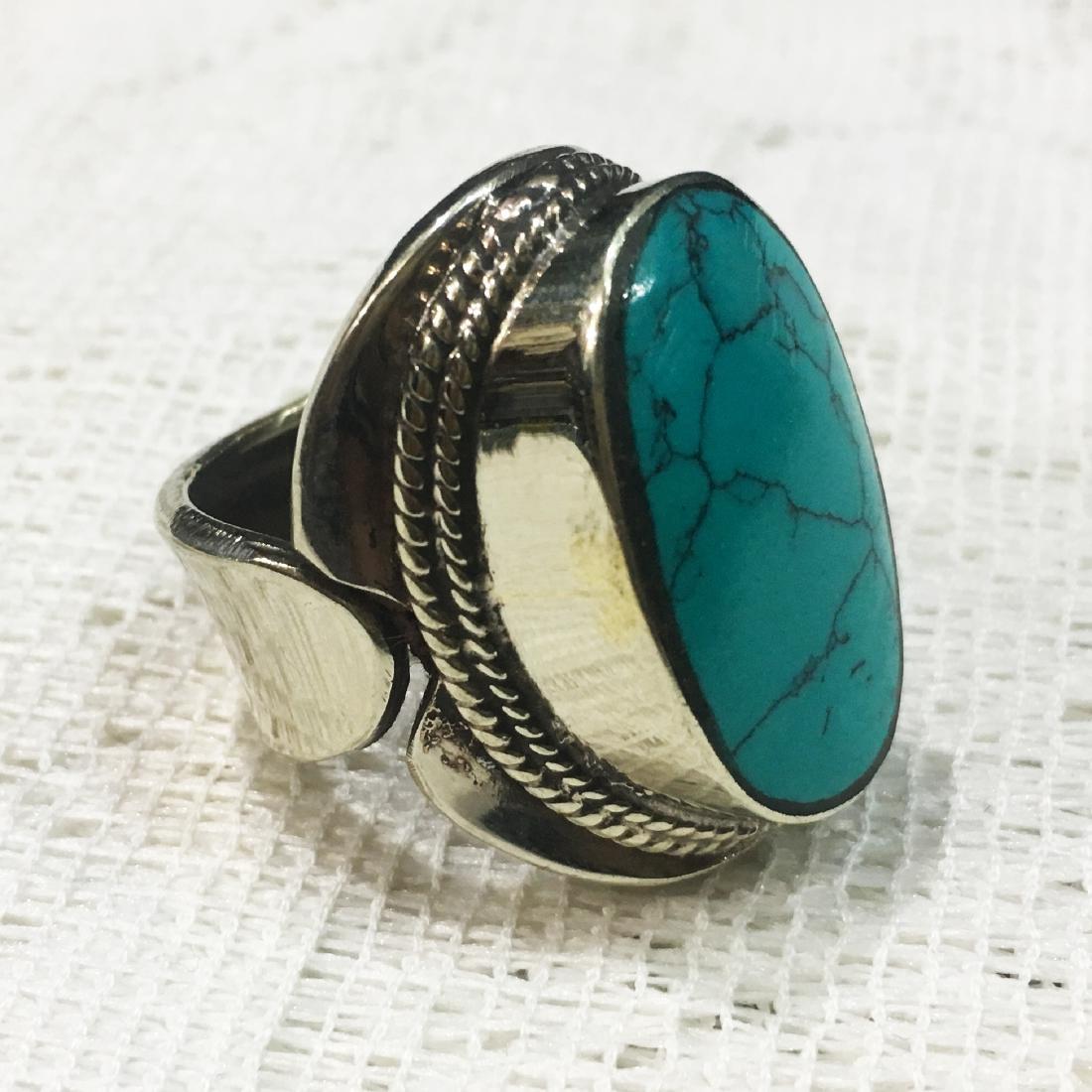 Handmade Tibetan Silver Tribal Turquoise Ring (1 of 1)