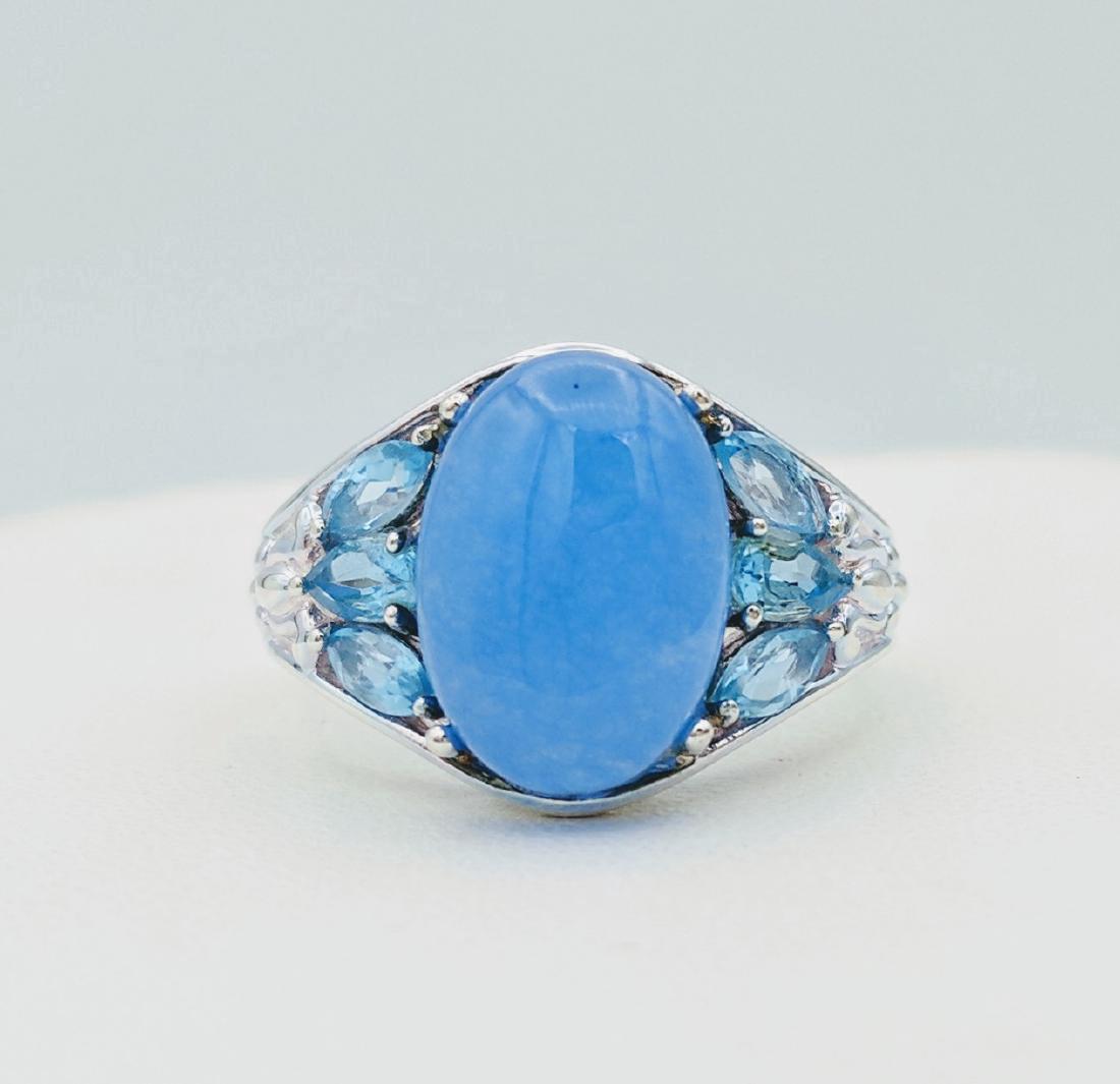 Sterling Silver Blue Jadeite Aquamarine Ring, .98ctw (1 of 6)