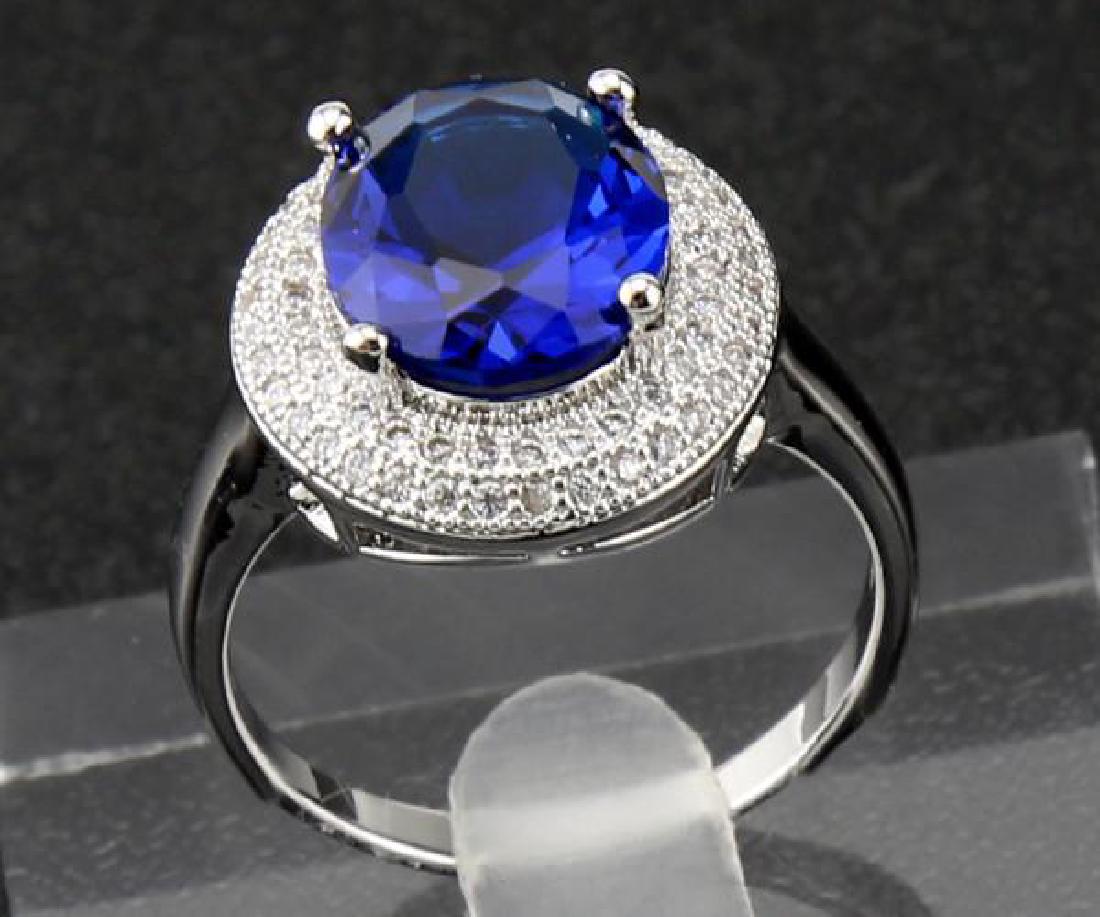 14K White Gold Sapphire Diamond Ring, 3.15ctw (1 of 3)
