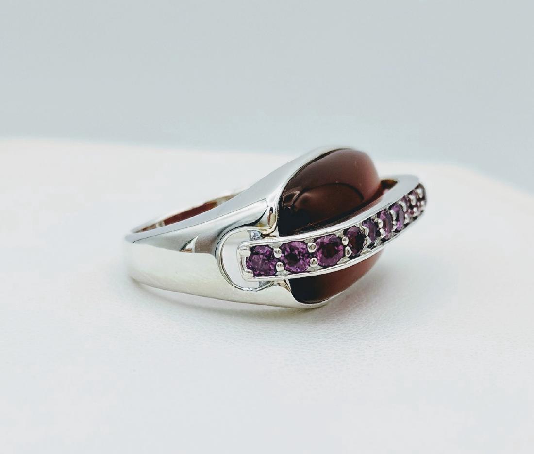 Sterling Silver Agate Amethyst Ring, 0.39ctw (1 of 6)