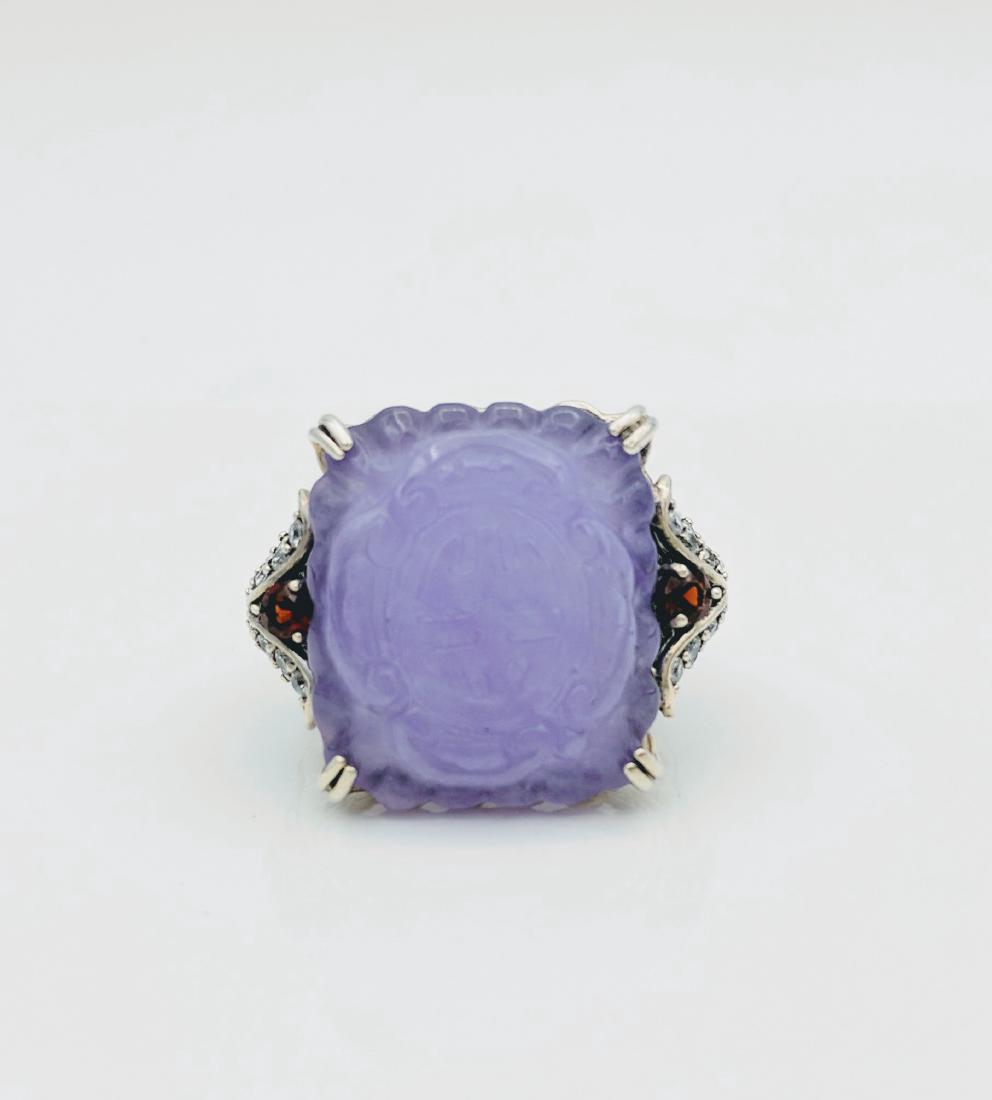 Sterling Silver Lavendar Jade Garnet Ring, .58ctw (1 of 5)