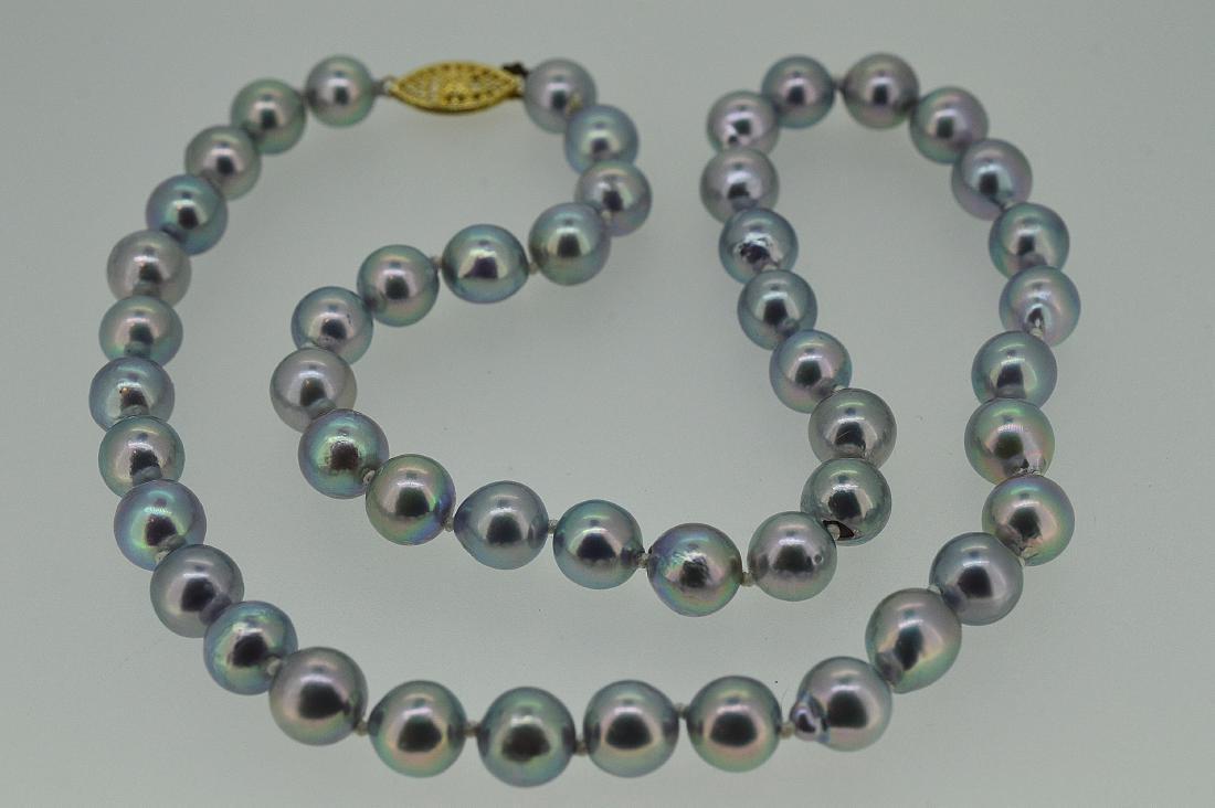 14K Gold Tahitian Grey Pearl Necklace (1 of 1)
