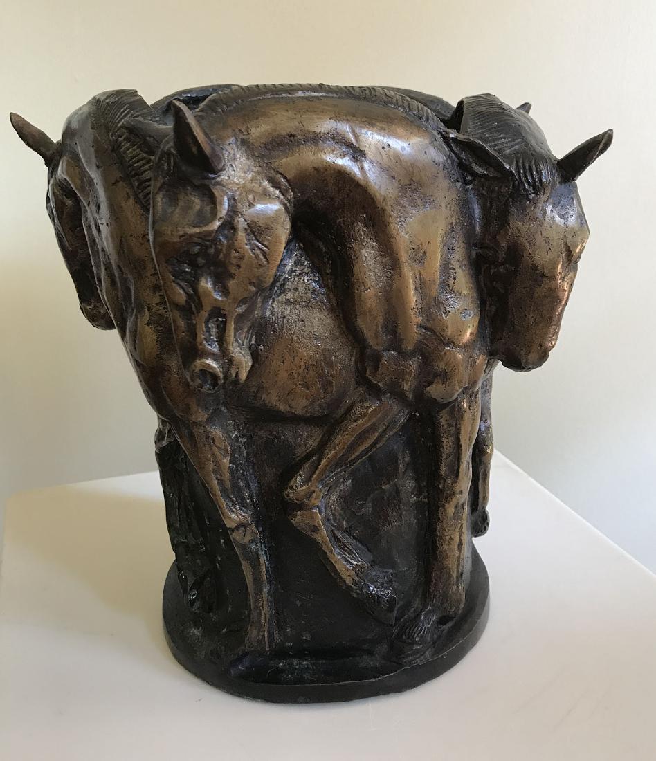 Vintage Bronze Horse Vase or Urn (1 of 2)