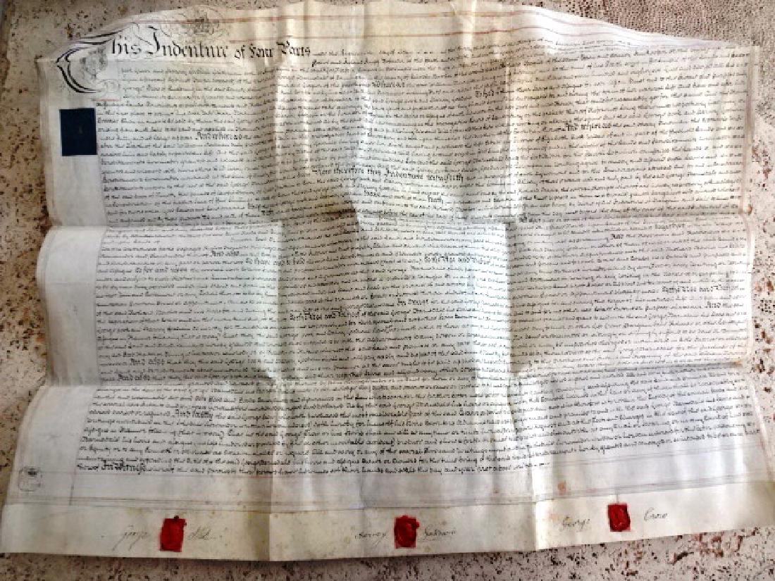 1793 English Vellum Deed w/ red Wax Seals (1 of 3)