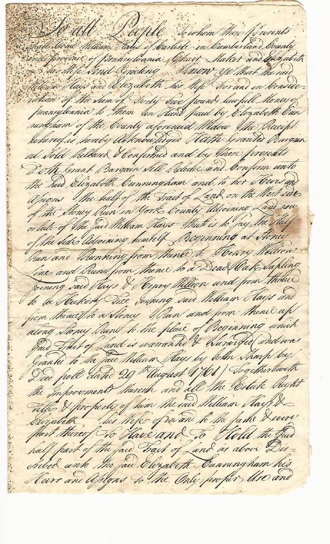 1767 Colonial Deed Pennsylvania Chair Maker (1 of 3)