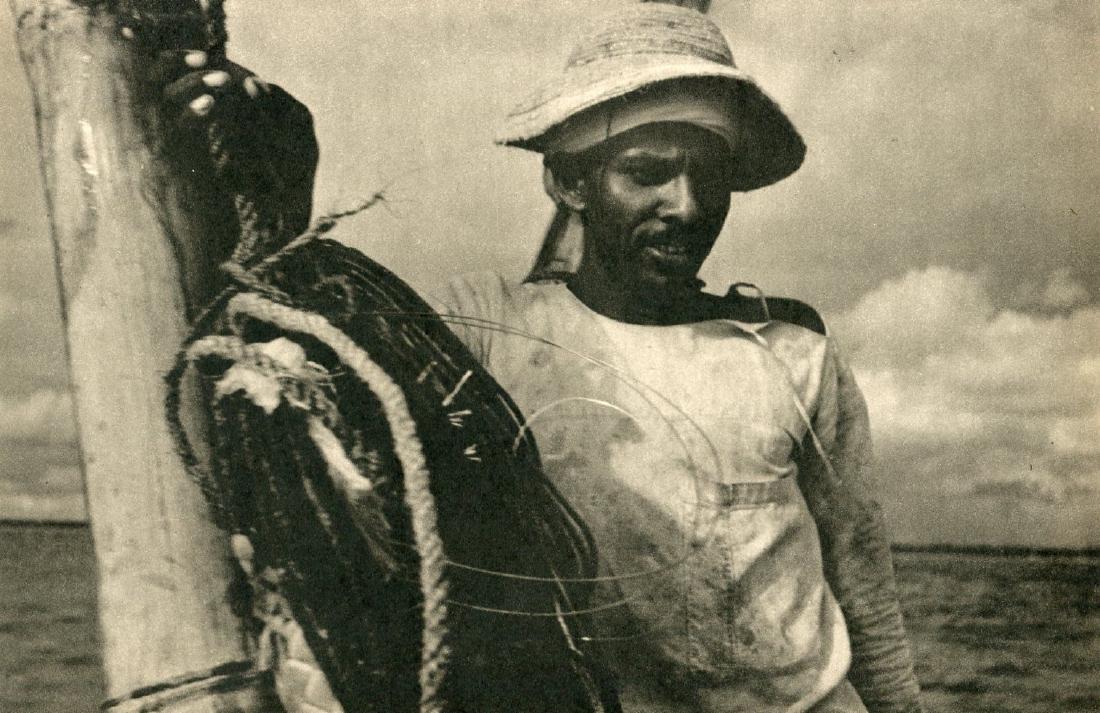 LIONEL WENDT - Man with a Rope, Ceylon: Artist: LIONEL WENDT Print Title: Man with a Rope, Ceylon Medium: Vintage Sheet-fed Gravure Printed at Sun Printers Ltd, London Printing Date: 1950 Image Size: 10.5" X 7" Lionel Wendt (3 December 1900