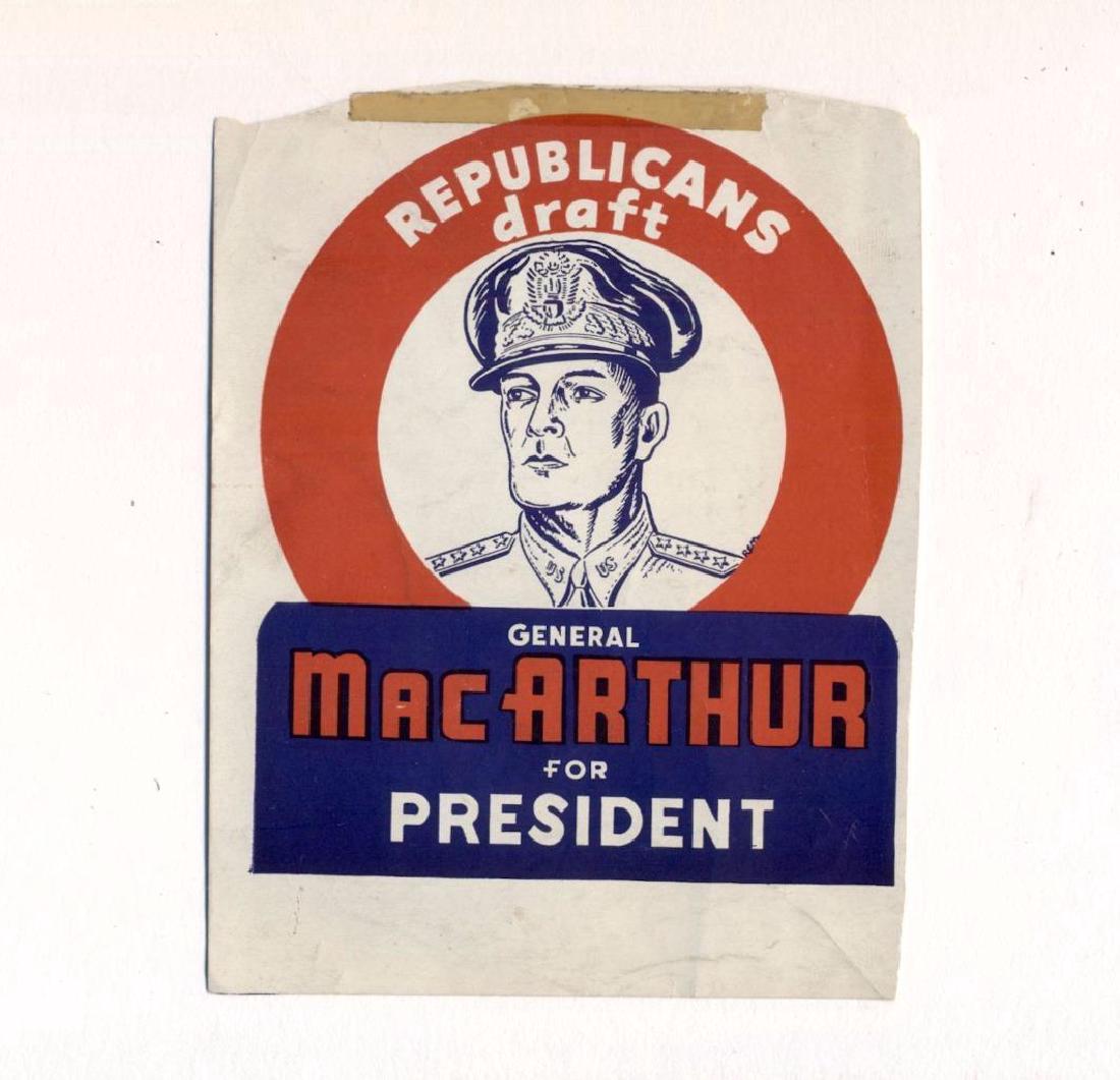 VINTAGE 1950 DECAL PROMOTING GENERAL MacARTHUR (1 of 2)