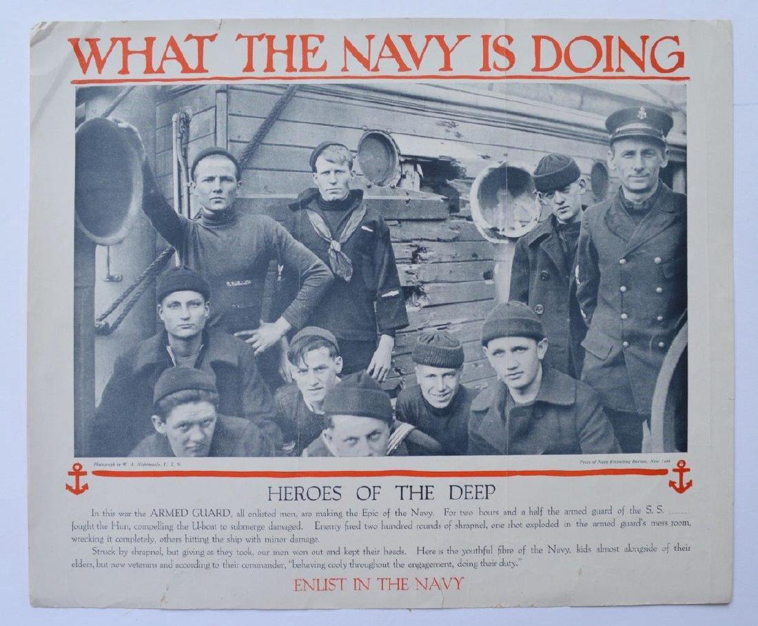 WWI US NAVY RECRUITMENT POSTER DAMAGED SHIP (1 of 2)
