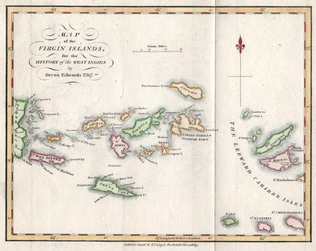 Edwards: Antique Map of the Virgin Islands, 1794 (1 of 1)