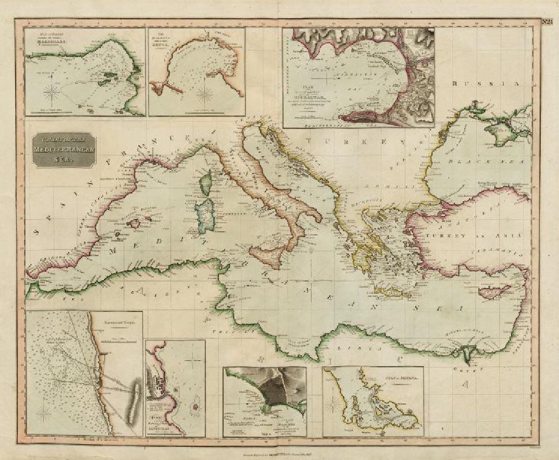 Thomson: Antique Chart Map of Mediterranean Sea, 1817 (1 of 3)
