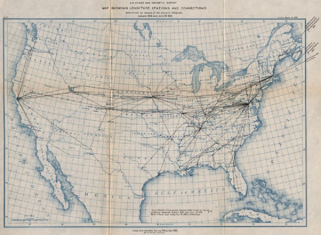 USCGS: Antique Survey Map of Longitude Stations, 1889 (1 of 2)