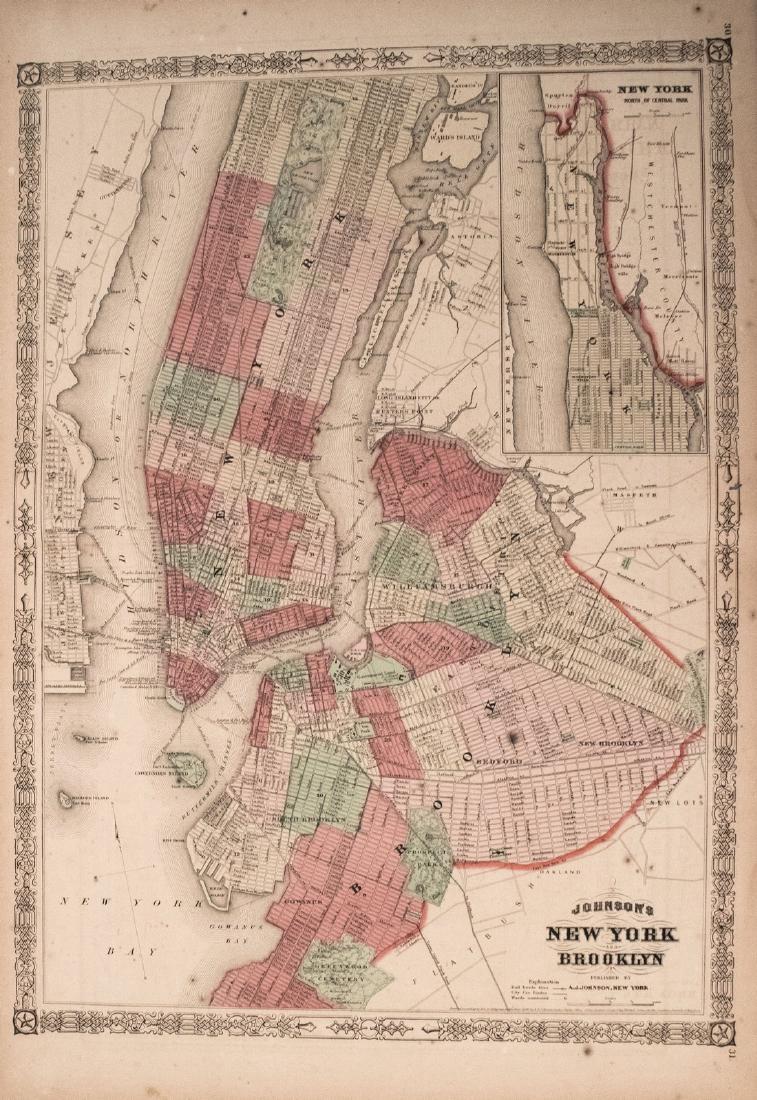 Johnson: Antique Map of New York City, 1866 (1 of 1)