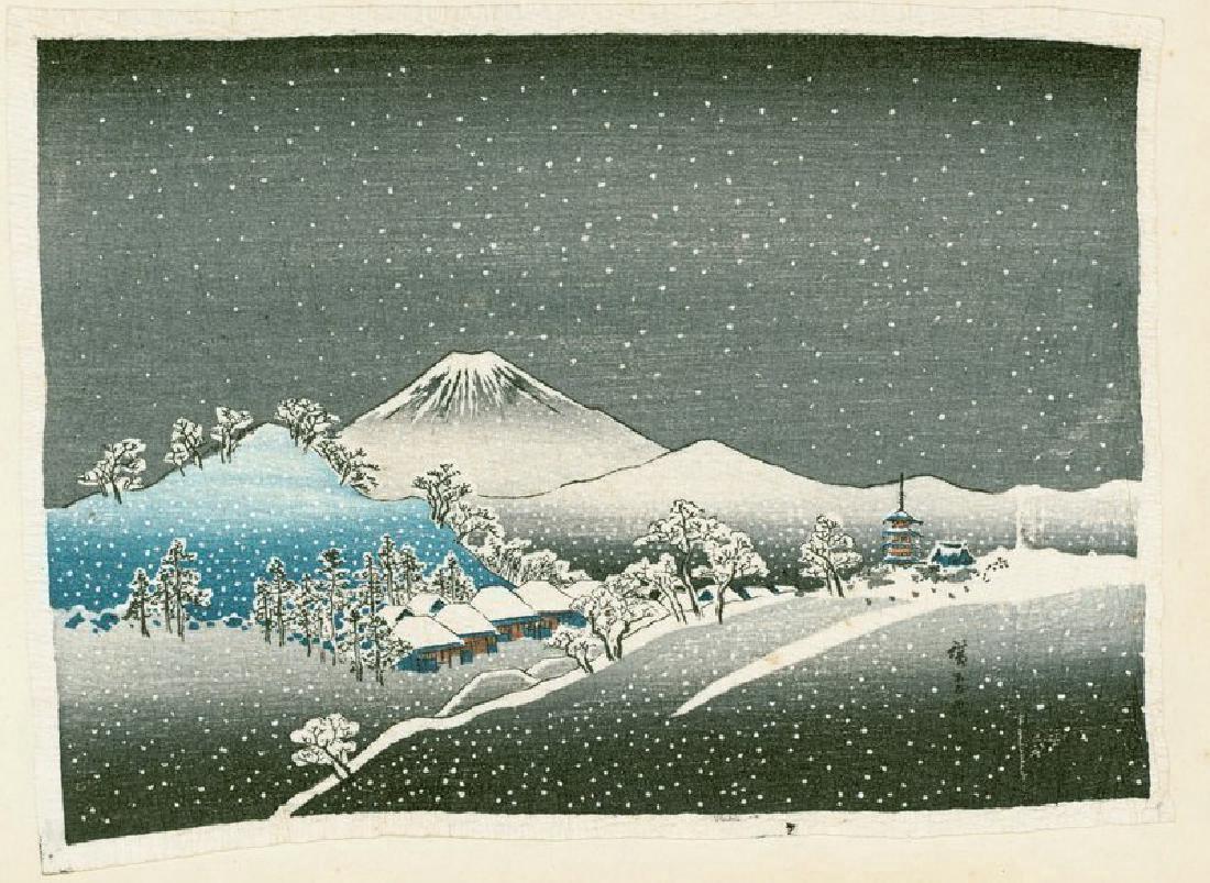 Ando Hiroshige Woodblock Mount Fuji in Snow (1 of 2)