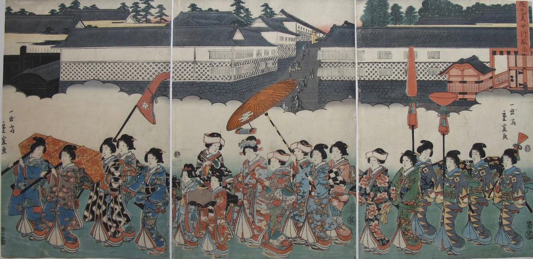 Ando Hiroshige Woodblock Procession of Women (1 of 1)