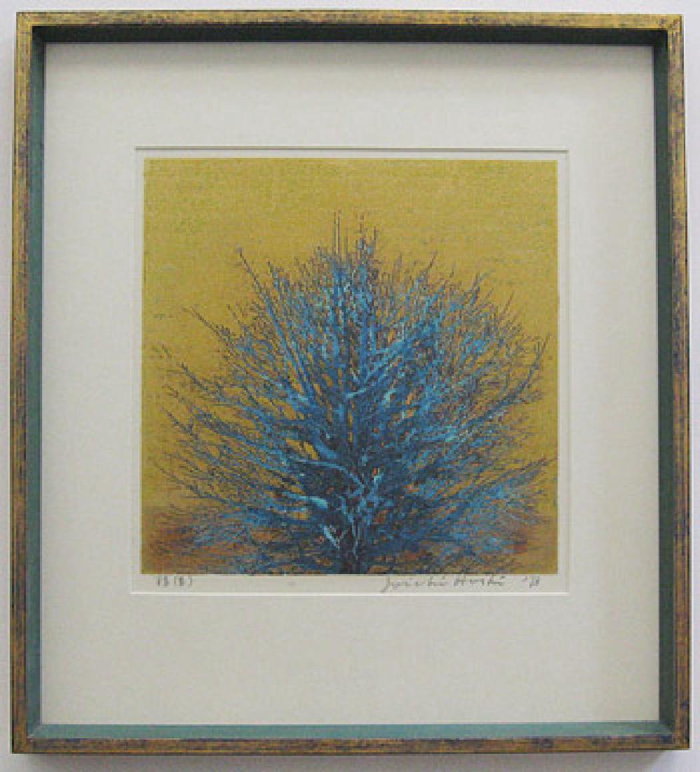 Joichi Hoshi Woodblock Treetop Blue (1 of 1)