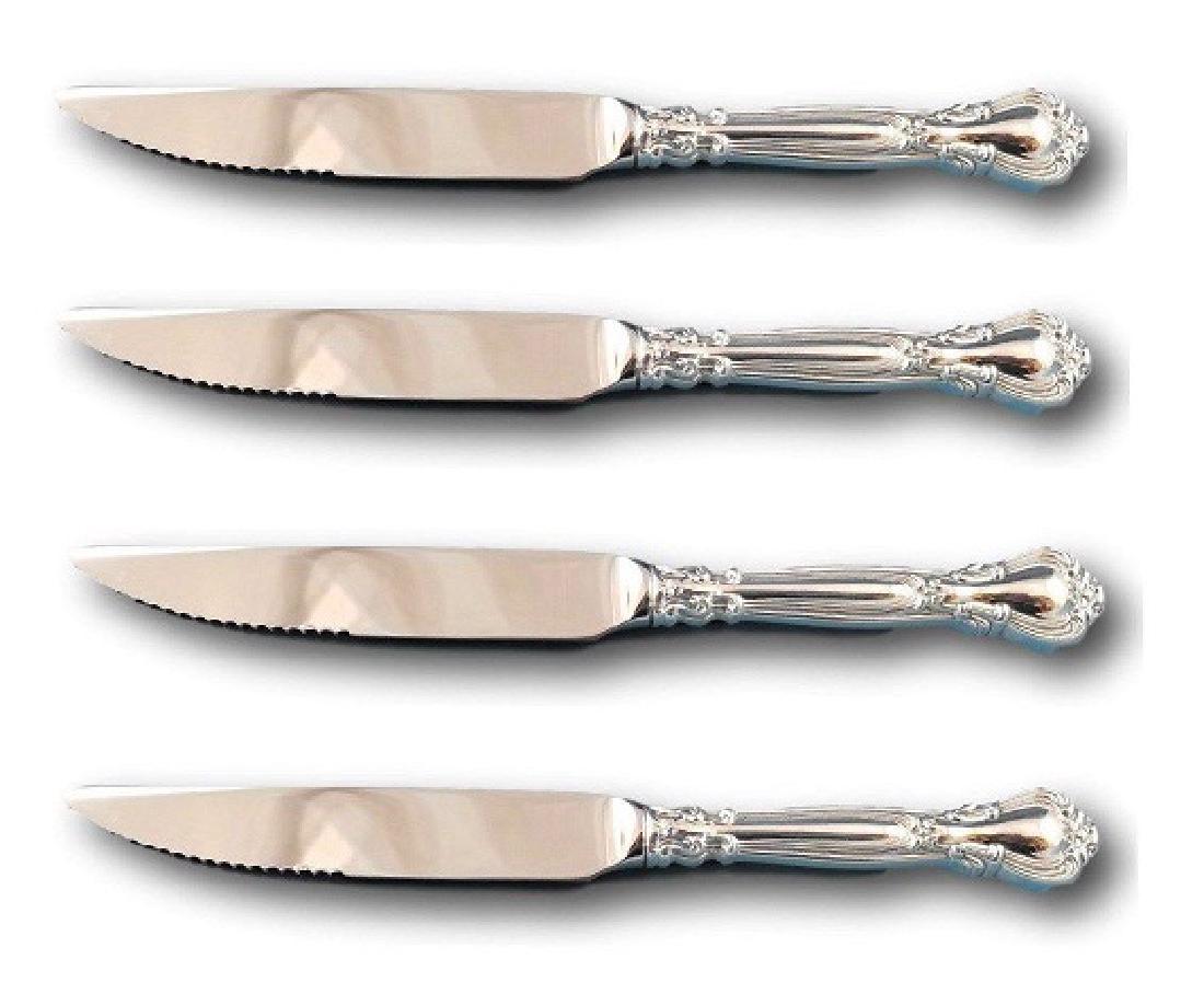 Set of 4 Gorham Chantilly Sterling Silver Steak Knives
