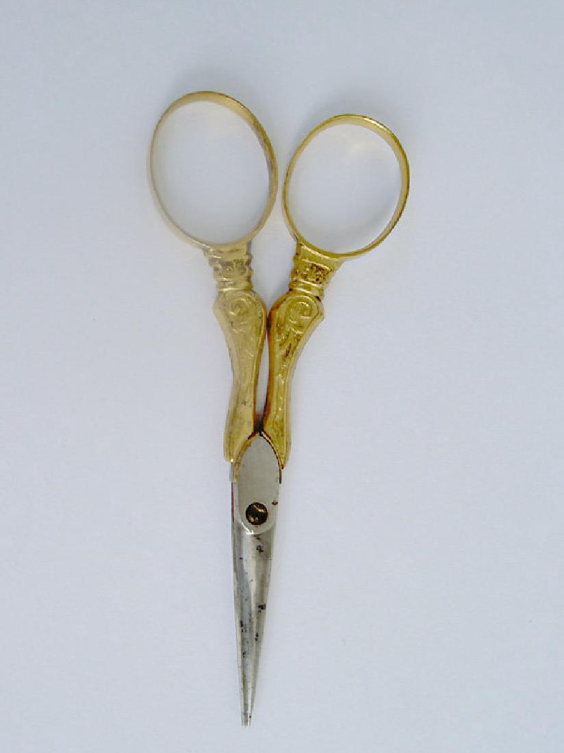 Antique French Empire Style Silver Gilt Scissors (1 of 3)