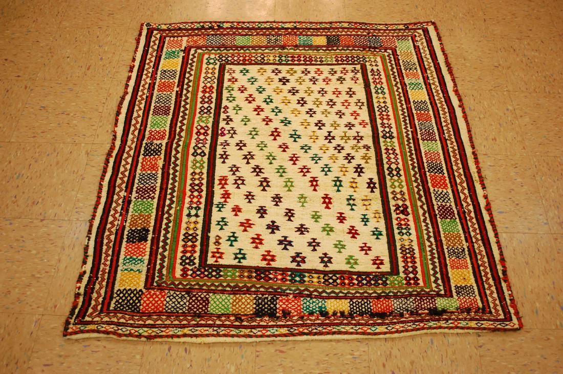 Fine Persian Shiraz Qashkai Sofreh Kilim Rug 4.2x4.4 (1 of 8)