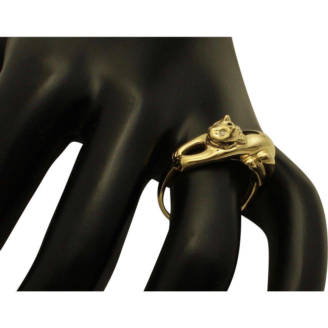 Vintage 14K Gold Diamond Figural Cat Ring (1 of 8)