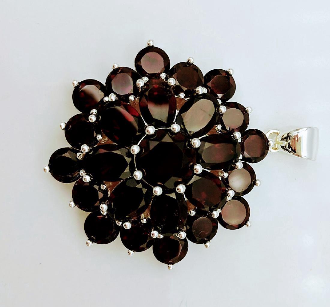 Sterling Silver Clustered Pyrope Garnet Pendant, 12ctw (1 of 5)