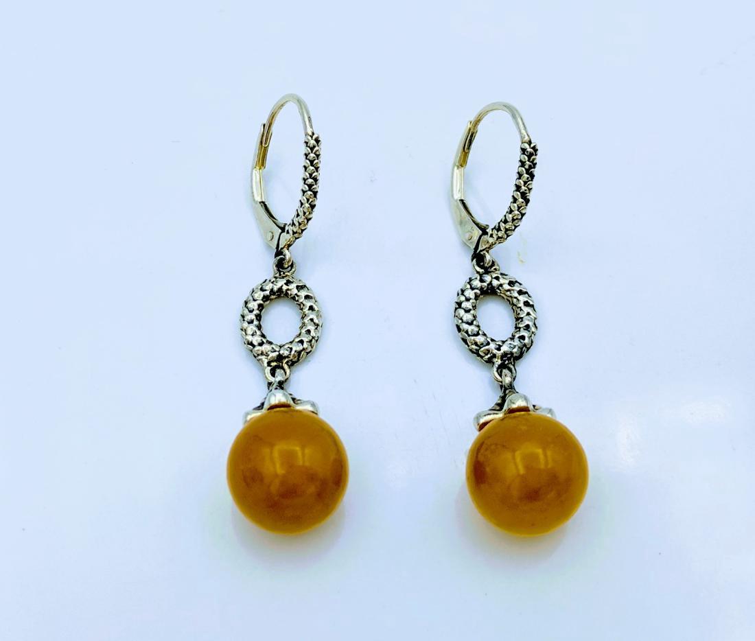 Sterling Silver Yellow Jade Earrings (1 of 5)