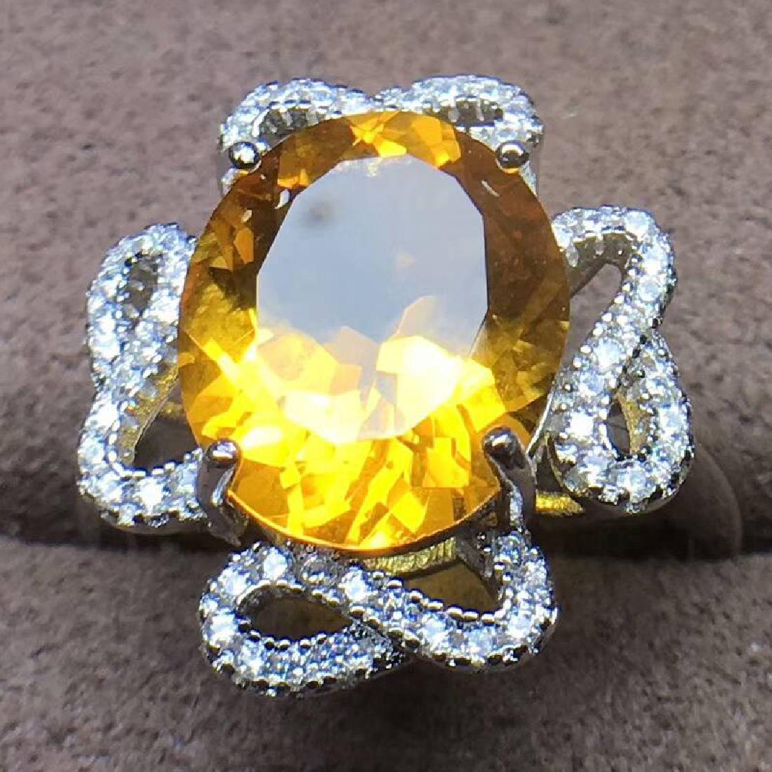 Sterling Silver Citrine Zircon Ring, 4ct (1 of 4)