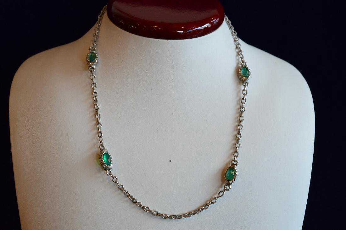 Judith Ripka Sterling Silver Green Topaz CZ Necklace (1 of 2)