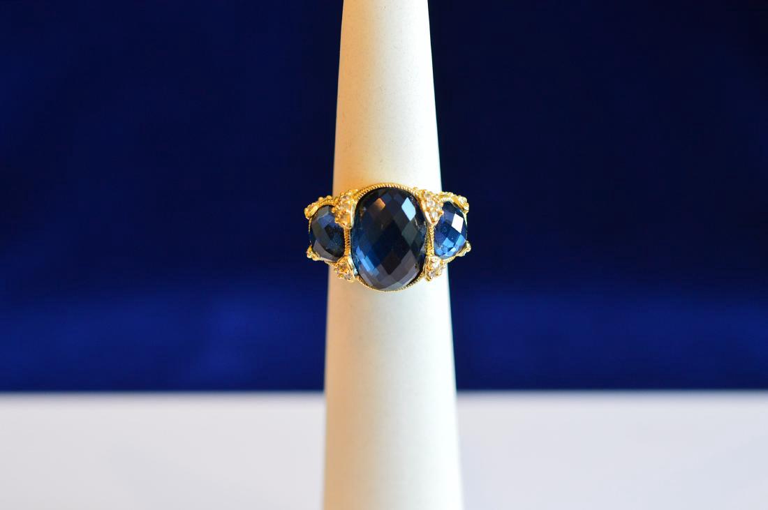 Judith Ripka Gold Tone Sterling Silver Blue Topaz Ring (1 of 4)