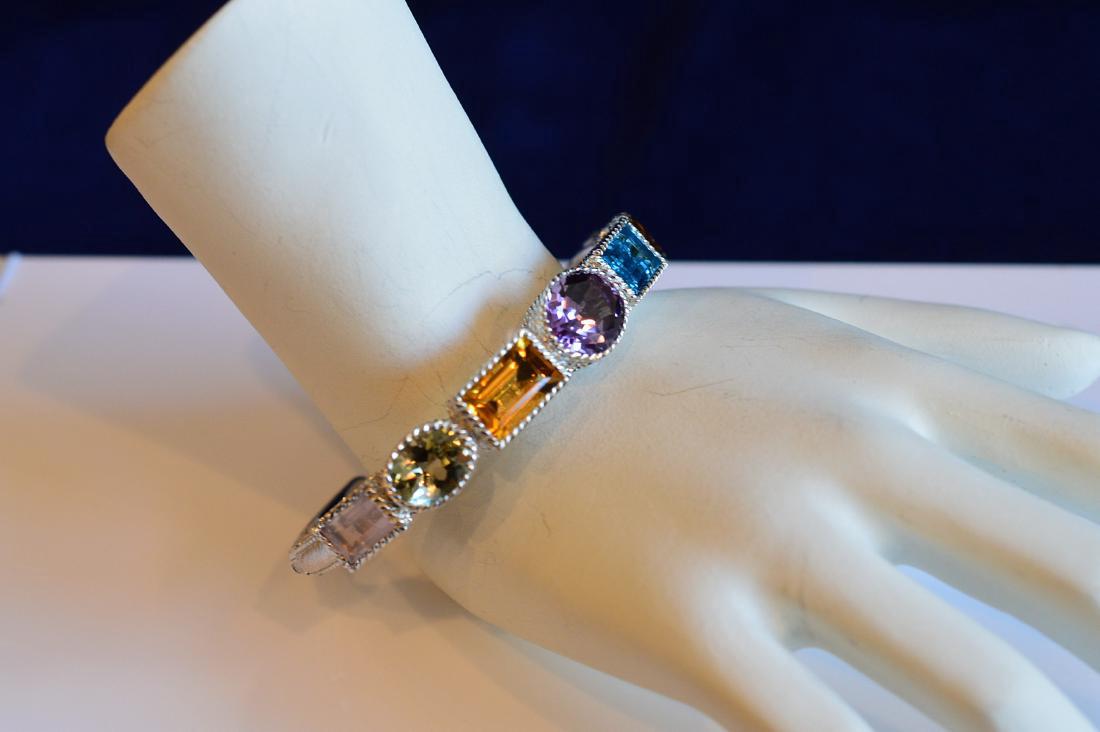 Judith Ripka Sterling Silver Multi-Gemstone Hinged Cuff (1 of 3)