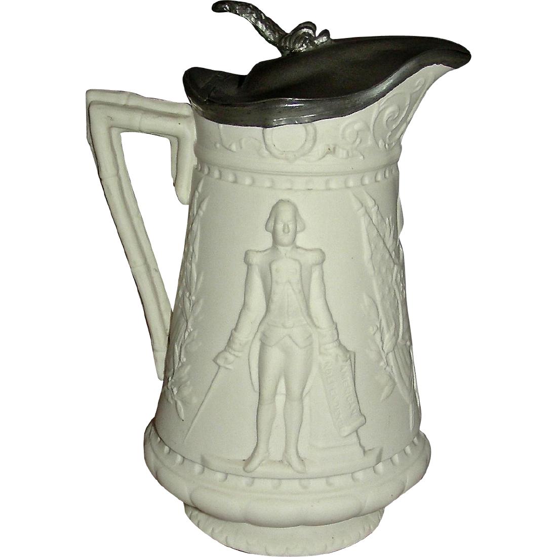 19th Century Patriotic Parian Jug Molded Decoration (1 of 9)