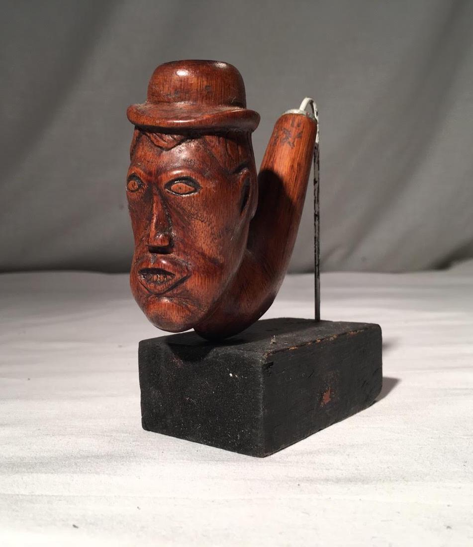 Civil War Era Carved Walnut Pipe on Stand (1 of 3)