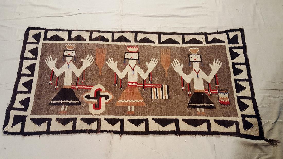 Folky Navajo Yei Rug ca 1920's (1 of 5)
