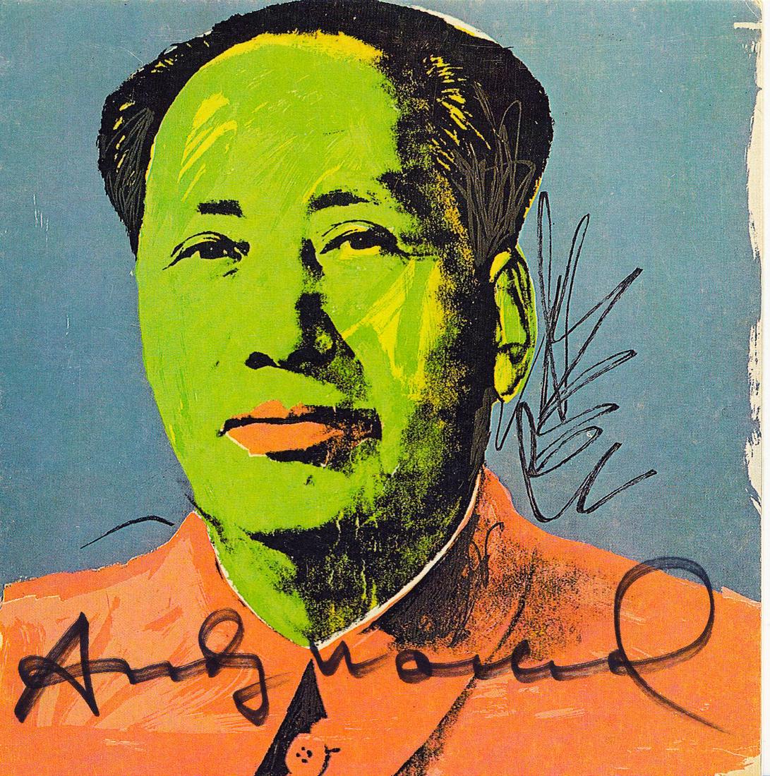 Andy Warhol, After Mao card: Andy Warhol, after, Mao card, 7" x 14" (opened size) signed, mint condition, 1972 Andy Warhol (1928-1987) was an American artist who was a leading figure in the visual art movement known as pop art. H