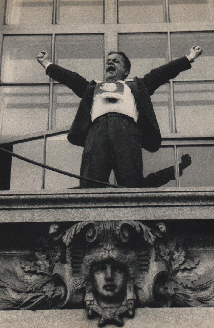 ROBERT FRANK - Political Rally. Chicago: Artist: ROBERT FRANK Print Title: Political Rally. Chicago Medium: Vintage Sheet-fed Gravure Printed in 1958 in France Image Size: 4.5 x 7 inches Robert Frank (b. 1924) is an American photographer and