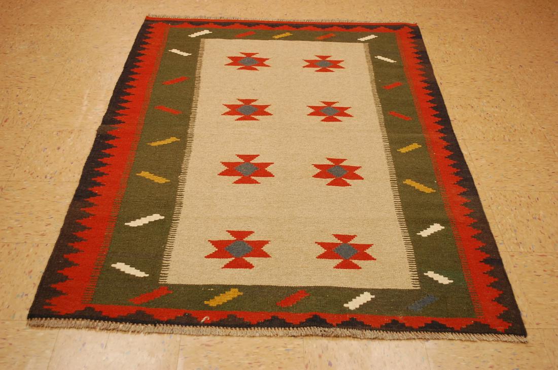 Caucasian Design Kilim Flat Woven Rug 4.1x5.2 (1 of 9)