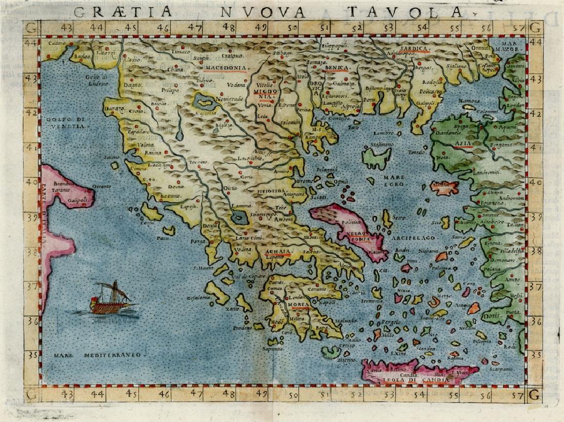 Ruscelli: Antique Map of the Greek Archipelago, 1598 (1 of 1)