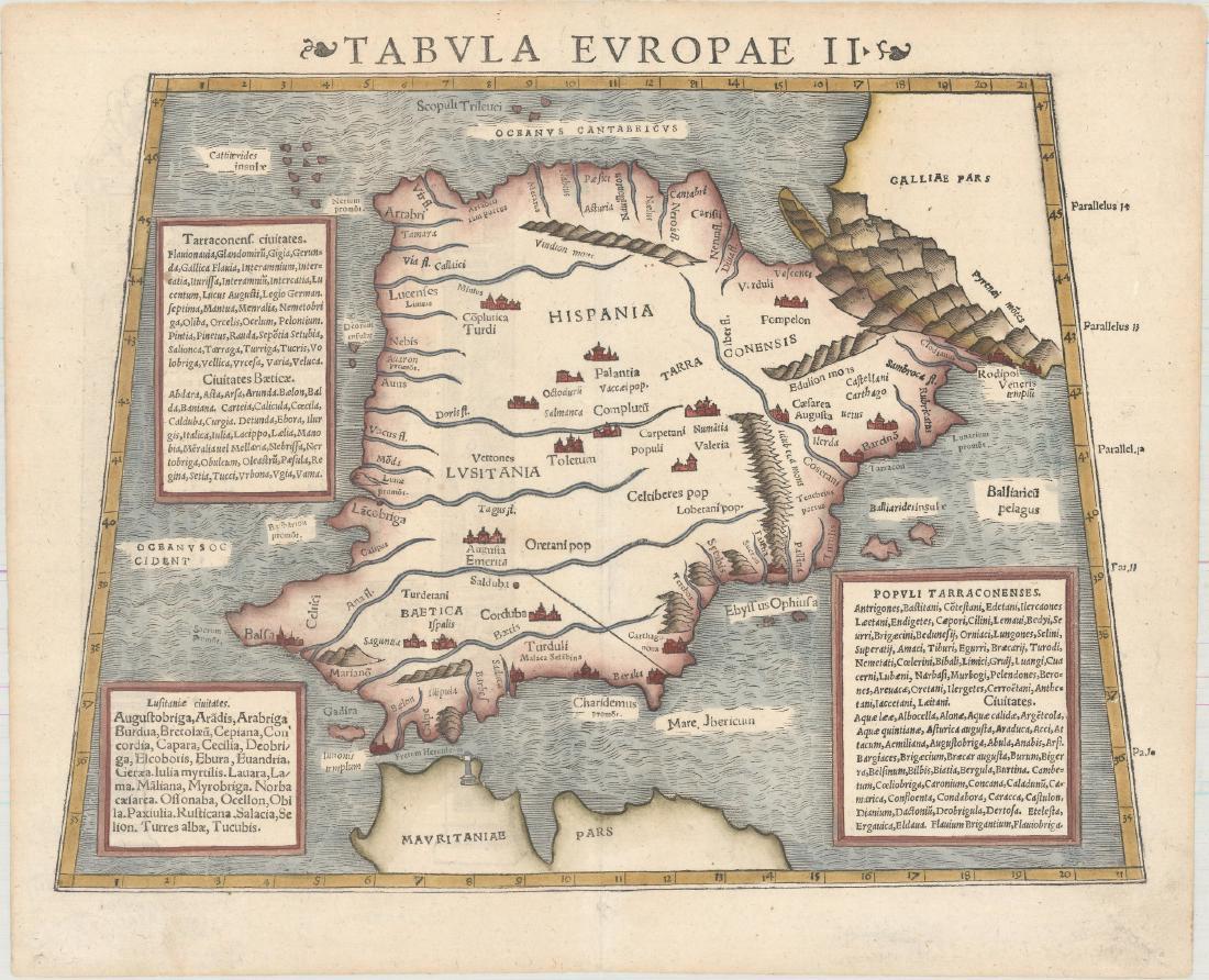 Munster: Antique Map of the Iberian Peninsula, 1550 (1 of 1)