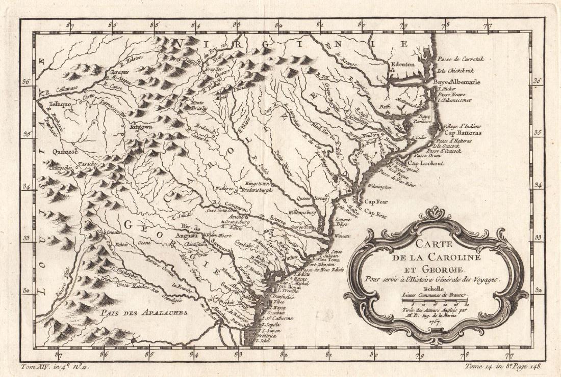 Bellin: Antique Map of Carolina & Georgia, 1757 (1 of 1)