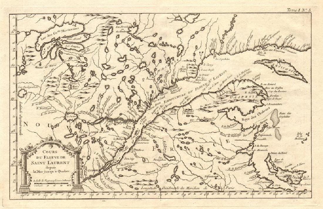 Bellin: Antique Map of Saint Lawrence River, 1764 (1 of 2)