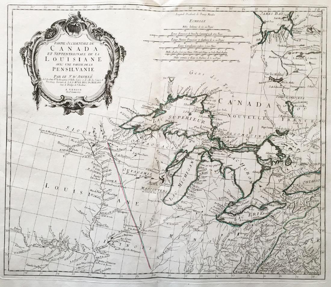d'Anville / Santini: Antique Map of Great Lakes, 1775 (1 of 1)