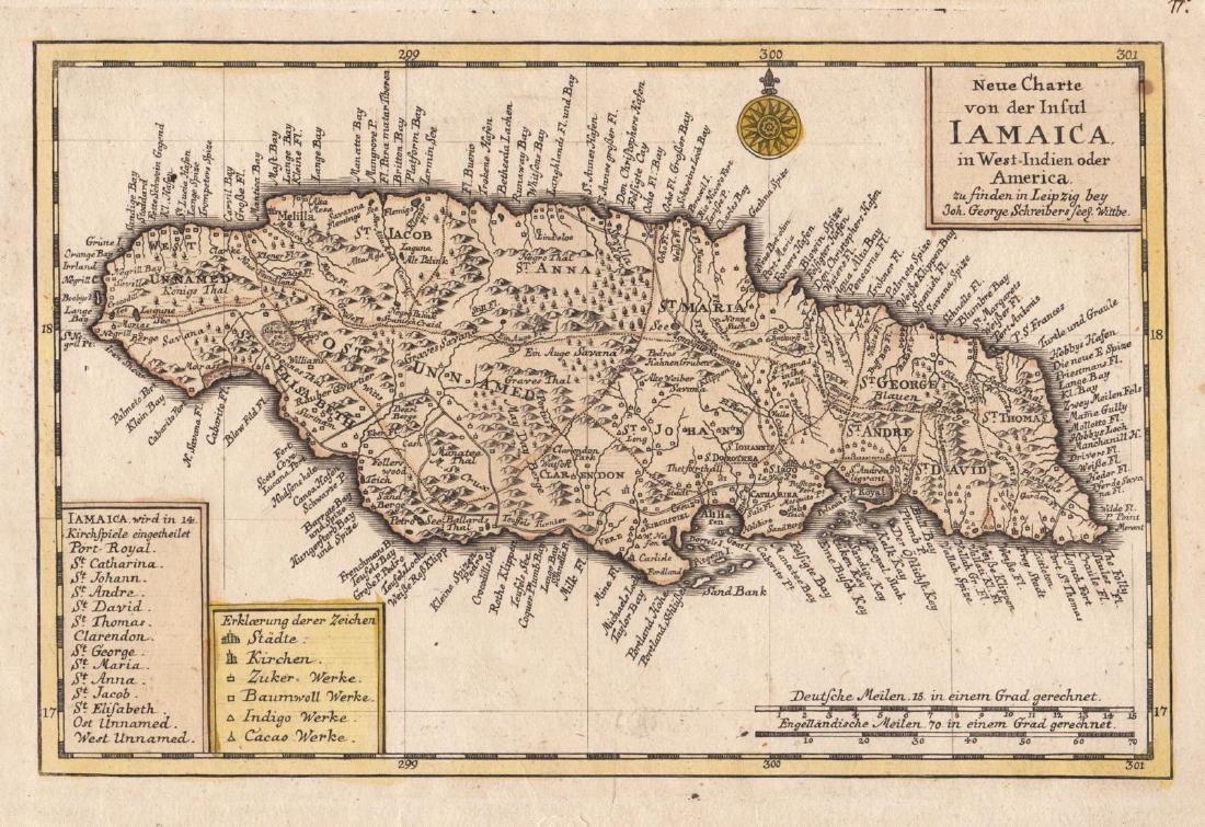 Schreiber: Antique Map of Jamaica, 1780s (1 of 1)