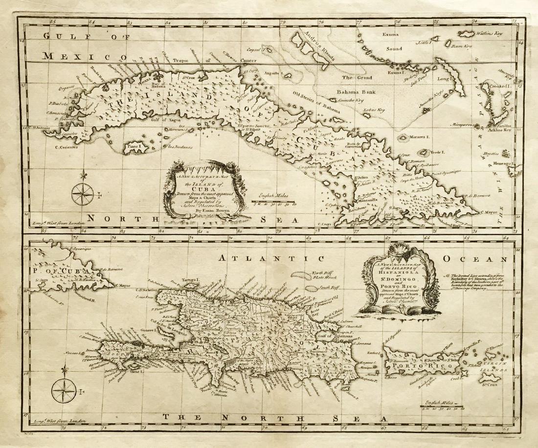 Bowen: Antique Map of Cuba / Hispaniola, 1747 (1 of 1)