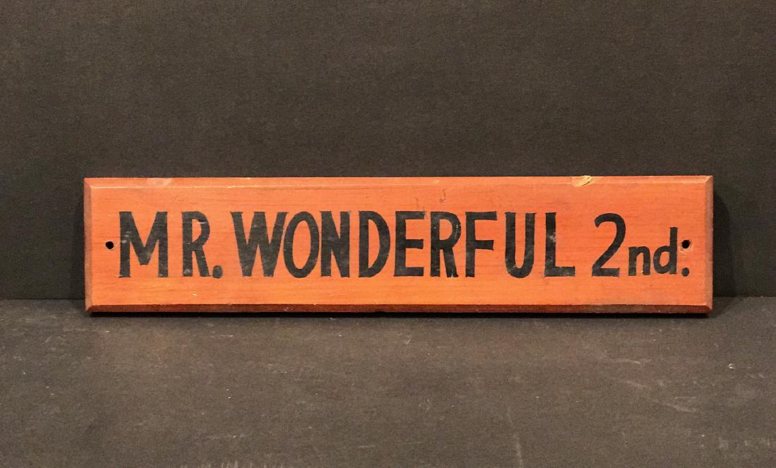 Mr. Wonderful 2 Horse Stall Sign, 1940 (1 of 3)